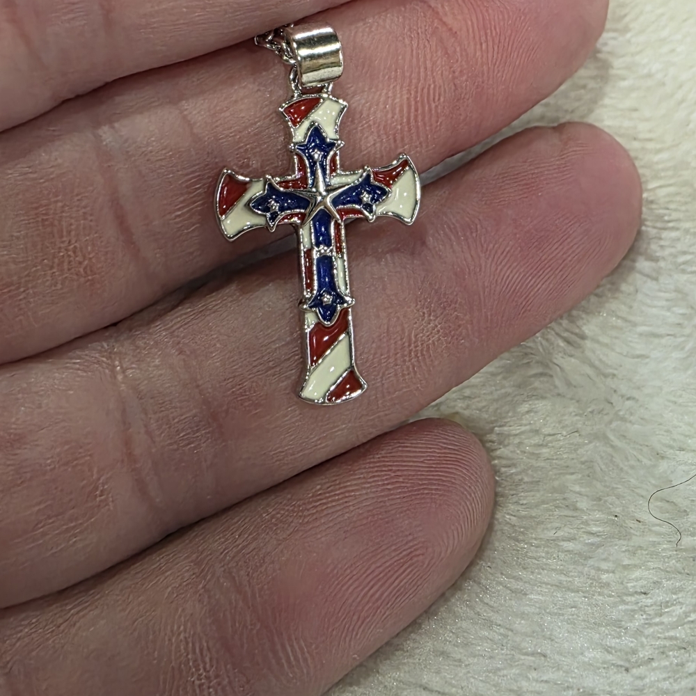 Patriotic Cross Pendant Necklace